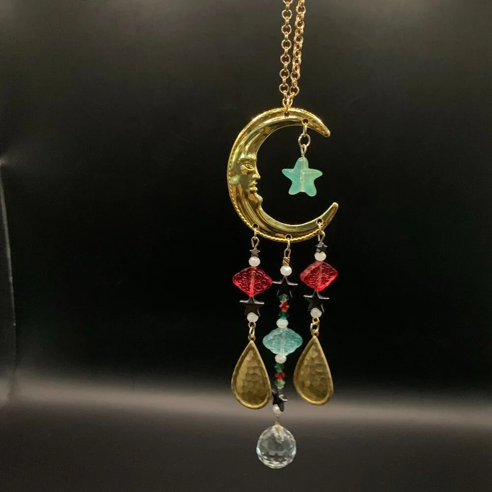 Moon Stars Clouds Prism Colorful Car Charm Suncatcher CC137